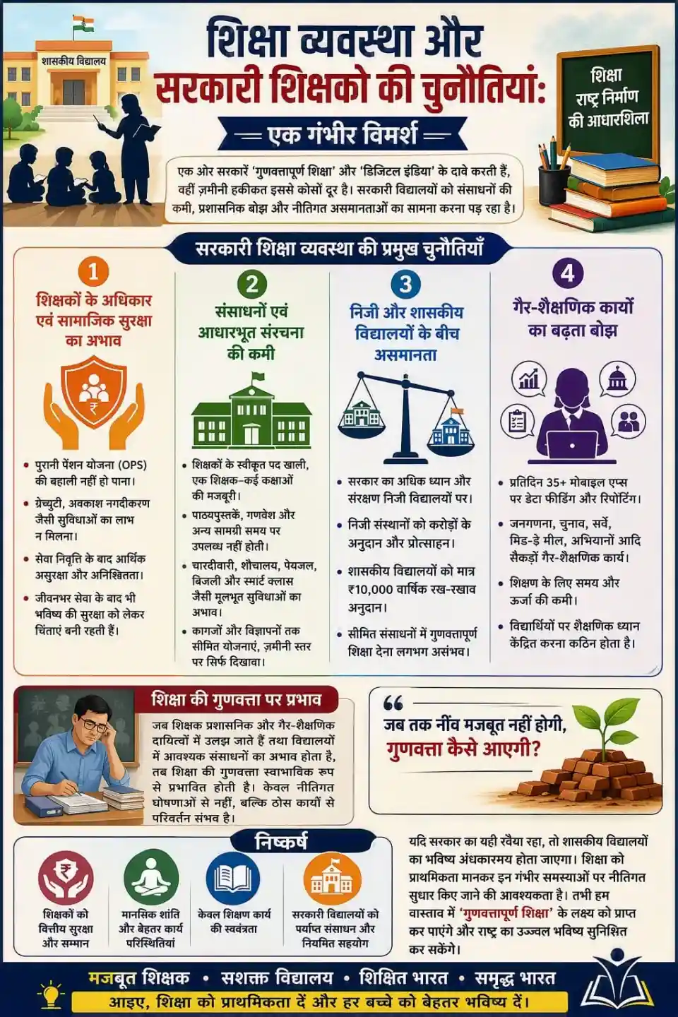 शिक्षा व्यवस्था और सरकारी शिक्षकों की चुनौतियाँ